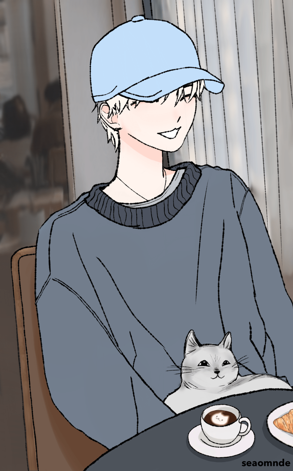 Man Sitting in a&nbsp;Cafe