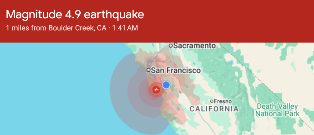 Magnitude 4.9 Earthquake Hits the Bay Area at 1:41 AM